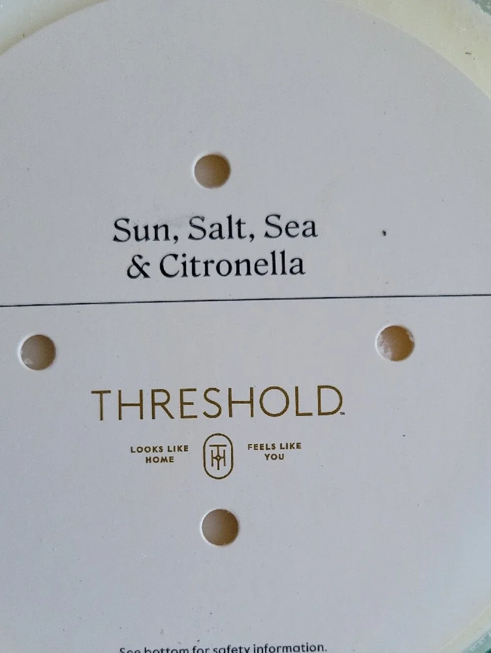Threshold Seafoam Green Glass 3-Wick Candle Citronella Sun, Salt, Sea